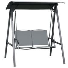 Image of Outsunny 2 Seater Garden Swing Chair Swing Bench w/ Adjustable Canopy, Grey