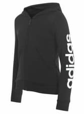 Image of ADIDAS Junior Full Zip Hoodie Black Logo Sleeve 11-12 YRS RRP £50