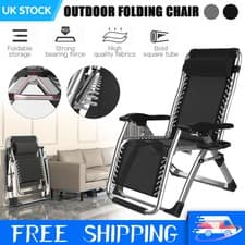 Image of 1/2X RECLINING SUN LOUNGER OUTDOOR GARDEN FOLDING ZERO GRAVITY CHAIR ADJUSTABLE