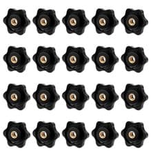 Image of 20 Pack 1/4-20 Star Knobs, 1/4 Inch Female Threaded Hexagon Head, Black