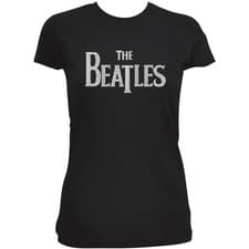 Image of The Beatles Ladies Embellished T-Shirt: Drop T Logo (Diamante) OFFICIAL NEW