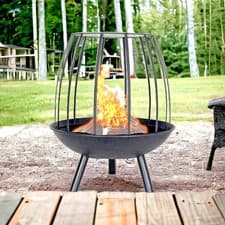 Image of La Hacienda Round Open Steel Cage Fire Pit Garden Patio Wood Burner RRP £139.00