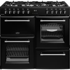 Image of Belling 444411829 Farmhouse 100DF 100cm Dual Fuel Range Cooker 7 Burners Black