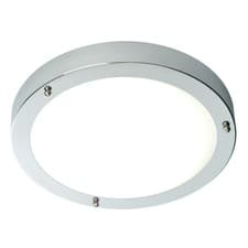 Image of Bathroom Light Silver Portico Semi Flush Chrome Frosted 30cm Ceiling Wall IP44