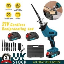 Image of 21V Cordless Reciprocating Saw Variable Speed w/ 2 Batteries & Charger & 8Blades