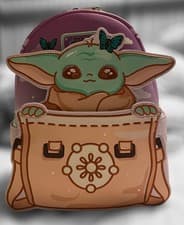 Image of NWT Loungefly Star Wars The Mandalorian Grogu With Butterflies Mini Backpack
