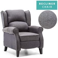 Image of EATON WING BACK FIRESIDE CHECK FABRIC RECLINER ARMCHAIR SOFA LOUNGE CHAIR