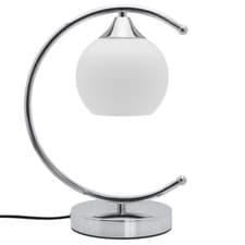 Image of Arch Chrome Table Lamp Opaque Glass Globe Shade Desk Lamp Opal Sphere T503