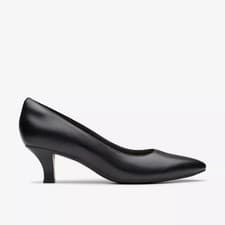 Image of Clarks Women's Kepley Vine Black Leather Court Shoes - RRP £70