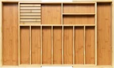 Image of VaeFae Bamboo Extra Large Cutlery Drawer Organiser – Adjustable for Kitchen