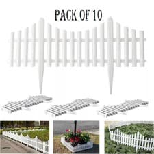 Image of 10PCS Lawn Border Fence Plastic Wood Effect Garden Edging Picket Panels