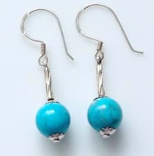 Image of Turquoise Drop Earrings 925 Sterling Silver Gift Box Bag