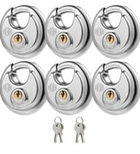 Image of 70MM DISC PADLOCK SHACKLE STAINLESS STEEL 2 KEYS WATERPROOF HARDENED SHACKLE
