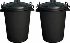 Image of [Set of 2] 50L Dustbin With Clip Lock Lid Heavy Duty Rubbish Refuse Bin Waste UK
