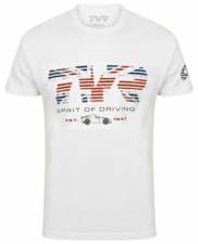 Image of TVR T-Shirt Flag White Mens Official Merchandise British Car Enthusiast