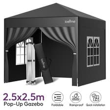 Image of Gazebo 2.5x2.5m Pop-up Marquee Oxford Camping Tent Canopy With/Without Sides UK