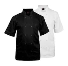 Image of Unisex Chef Jackets Half Sleeve Full Sleeve Chef Coats Uniform - White / Black