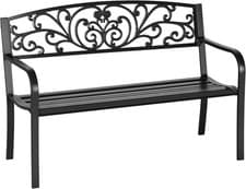 Image of Outsunny 2 Seater Metal Garden Park Bench Porch Outdoor Furniture Patio Chair