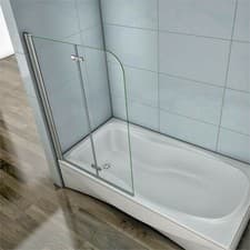 Image of 180° Pivot Hinge Chrome 2 Fold Bath Shower Screen 6mm Easyclean Glass Panel VS2E
