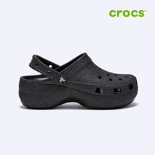 Image of NEW CROCS WOMENS CLASSIC PLATFORM GLITTER CLOG CLOG 207241-001 BLACK