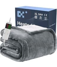 Image of BOMOVA Electric Heated Blanket Single Throw 130x160cm Grey Flannel Fleece Warm