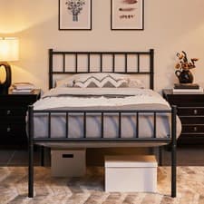 Image of Yaheetech 3ft Single Bed Frame Solid Metal Modern Single, Black
