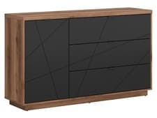 Image of Drawer Storage Unit Chest of 3 Drawers Cabinet Bedroom Black Matt Walnut Forn