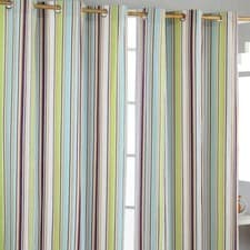 Image of Multi, New England, Osaka Stripes Ready Made Eyelet Curtain Pair