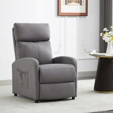 Image of Push Back Recliner Chair w/Lumbar Support, Padded Backrest and Side Pocket