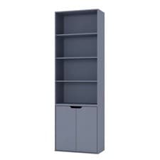 Image of 6 Tier Bookcase With 2 Door Cupboard Cabinet Storage Shelving Display Wood Shelf