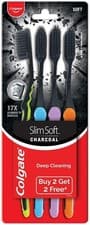 Image of Colgate Slim Soft Charcoal Toothbrush Pack of 3 Ultra Soft Bristles Adult