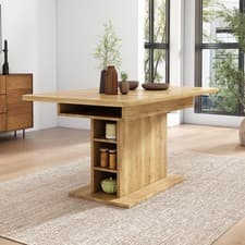 Image of Extendable Dining Table 110-130x70x75 cm Oak Finish Kitchen Table for 4-6 People