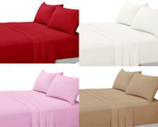 Image of 180 Thread Count 100%Pure Percale Cotton Luxurious Flat Sheet All Size Top Sheet