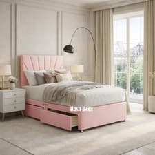 Image of Luxury Plush Velvet Sunrise Divan Bed Storage + Drawers, Small Single & Single