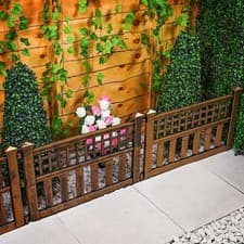 Image of Pack of 4 Bronze Plastic Fence Panels Garden Lawn Edging Plant Border Landscape