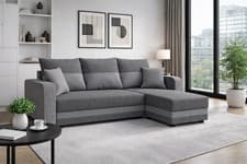 Image of Convertible L-Shaped universal corner sofa bed JUMBO with storage Grey UK Stock