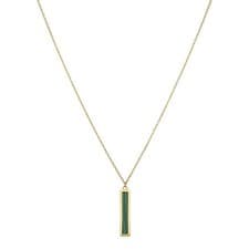 Image of New 9ct Yellow Gold Malachite Bar 16-17" Adjustable Necklace 430mm(17") 9ct g...