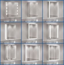 Image of Bathroom Mirror LED Illuminated Modern Rectangular Wall Mounted Mains Powered