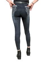 Image of Equipride Denim Breeches with Embroidery on Pocket Full Seat Size Black and Blue