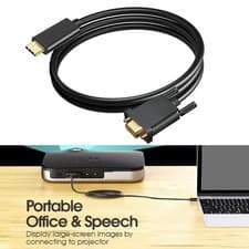Image of 1M USB C Male to VGA Male Adapter Converter Cable, 1080P Adapter 10Gbps Plug and