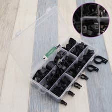 Image of High Quality Assorted Box of Black Nylon Plastic P Clips - 200 Pieces Lots Pack