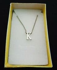 Image of BOXED LETTER 'K' PENDANT IN SILVER COLOUR METAL ON A 16" ADJUST. NECKLACE NEW