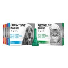 Image of Frontline Spot On PLUS Cat Dog Flea Tick Lice Treatment 1, 3 Or 6 Pipette Packs