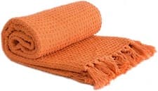 Image of Emma Barclay Honeycomb Throw 50 x 60 Burnt Orange, 100% Cotton, 50x60