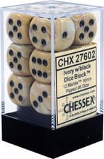 Image of Chessex Dice D6 Set: Marble Ivory With Black 16Mm Six-Sided Die Block Of Dice 27