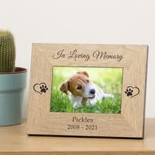 Image of Paw Print In Loving Memory Wooden Photo Frame 6x4 or 7x5 - Pet Memory Cat Dog