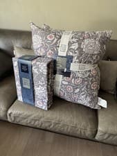 Image of William Morris Double Bough Heather - King Duvet Set and S/2 Euro Pillows NEW