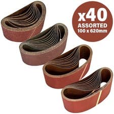 Image of Sirius 40 Piece Assorted 100mm x 620mm Sanding Belts Assorted Pack of 40