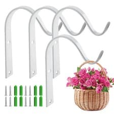 Image of Puedno Hanging Basket Bracket, 4PCS Metal Brackets White,black