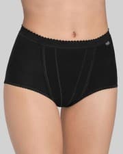 Image of Sloggi Control Maxi Brief Cotton Rich Full Briefs Black White Nude (2 PACK)
